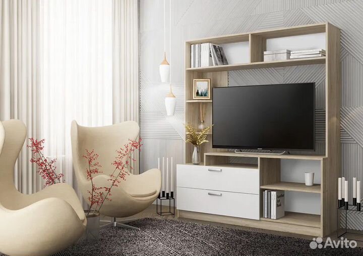 Стенка в гостиную белый глянец