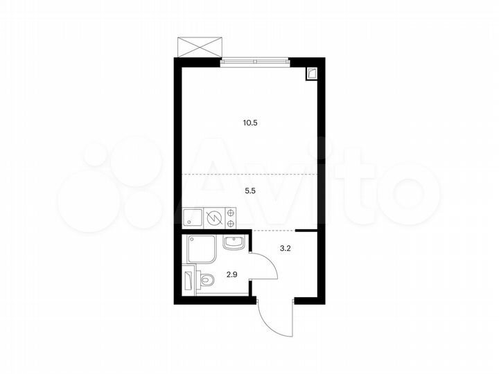 Квартира-студия, 22,1 м², 5/33 эт.