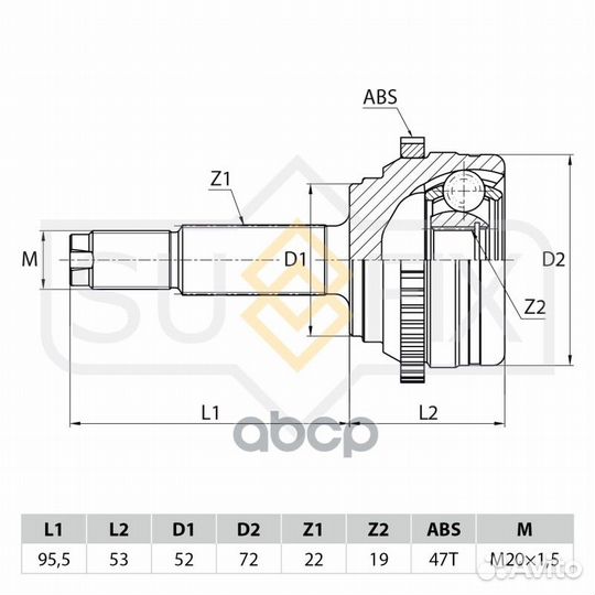 Шрус наружный перед прав/лев ST1034 sufix