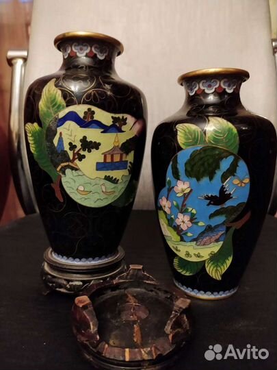 Клуазон, парные вазы(цена за 2штуки)