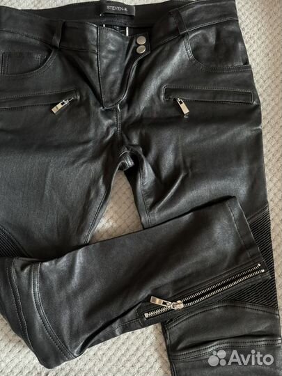 Кожаные брюки женские skinny 44
