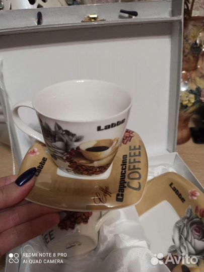 Кофейно-чайный набор фарфор, новый подарочный