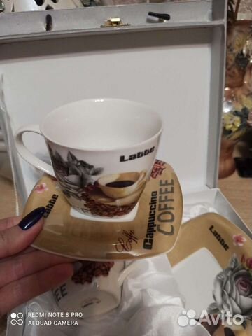 Кофейно-чайный набор фарфор, новый подарочный