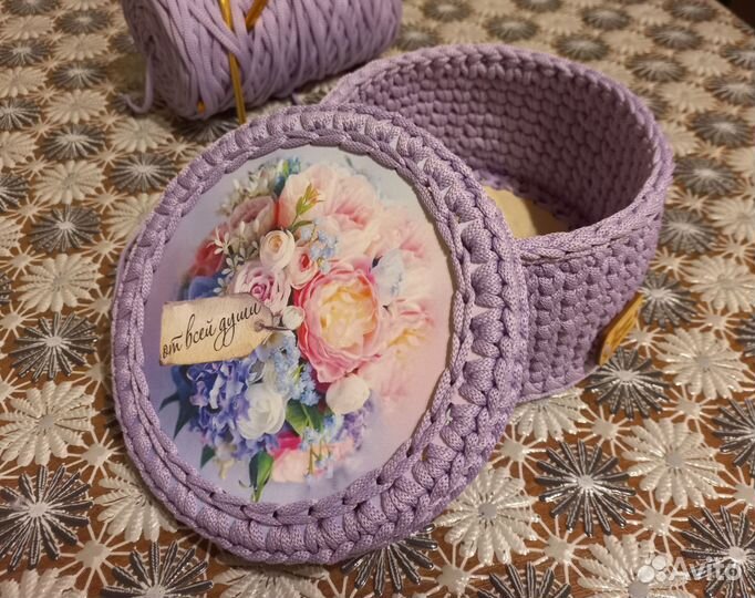 Шкатулка вязаная из шнура 