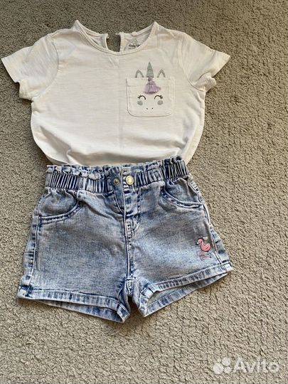 Шорты джинсовые на девочку zara и baby go 86-92