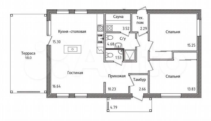 Дом 104 м² на участке 6 сот.
