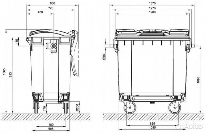 Пластиковый контейнер 770л. Арт. 1615