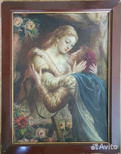 Картина старинная Влюбленные размер 69х53 Европа