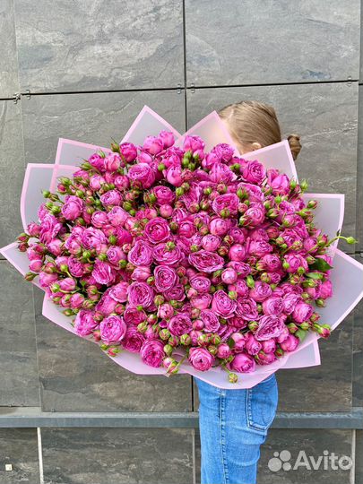 Роза кустовая пион 80 см премиум букет доставка