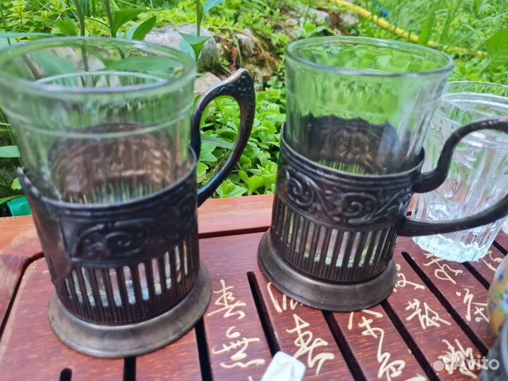 Подстаканник СССР стакан гранёный, хрусталь, чашки