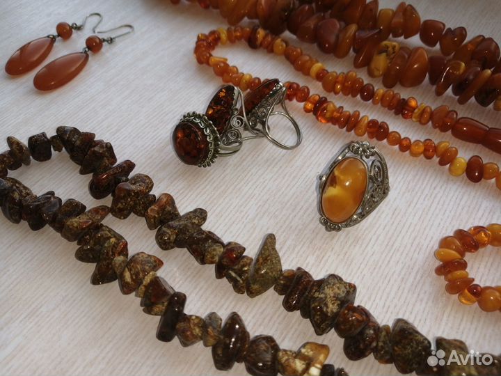 Янтарь винтаж СССР бусы серьги кольца