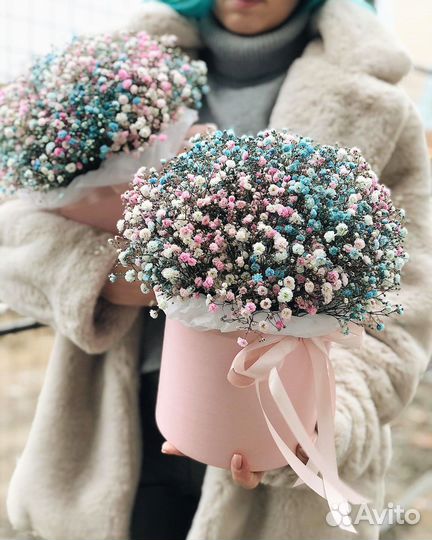 Шляпные Коробки с Цветной Гипсофилой