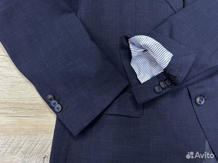 Massimo Dutti синий мужской шерстяной пиджак