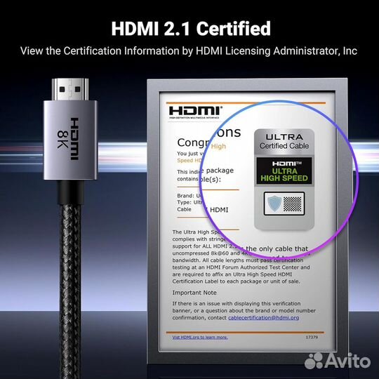 Hdmi кабель Ugreen 8К (25910) 2 м.,hdcp 2.2 и 2.3