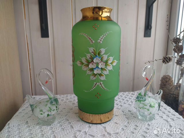 Ваза богемское стекло лепка