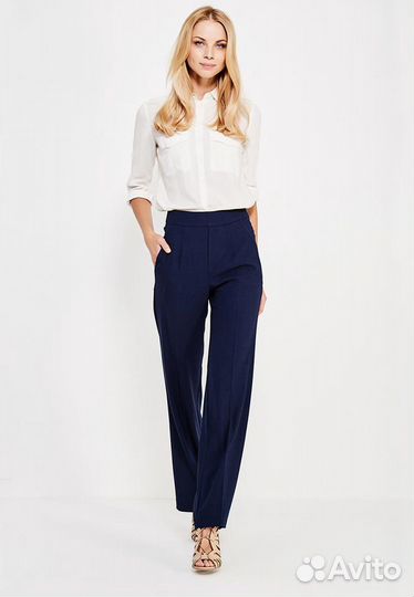 Брюки свободного кроя синие размер M