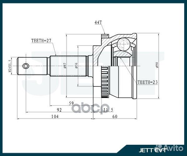 Шрус внешний jett V41-1043 ABS V41-1043 ABS jett