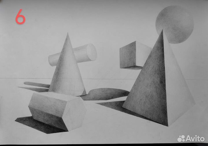 Академический рисунок голова, череп, части лица