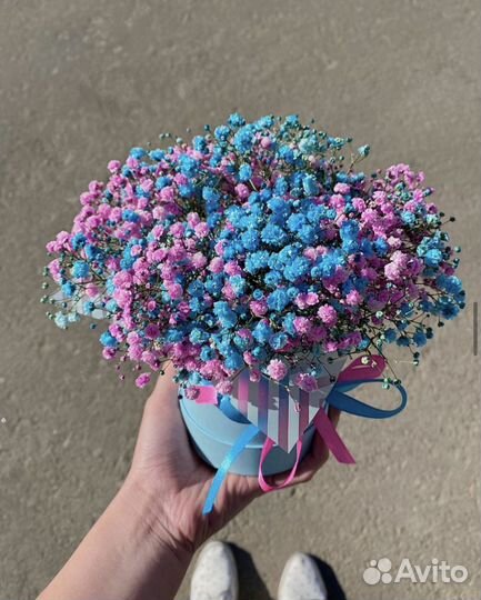 Букет из гипсофилы в коробке