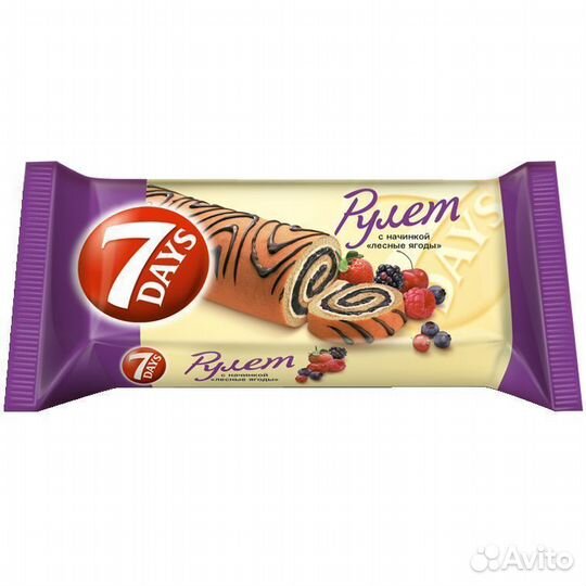 Рулет 7 Days Бисквитный Лесные Ягоды 300 г