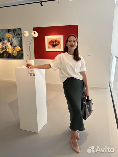 Шелковая юбка изумруд