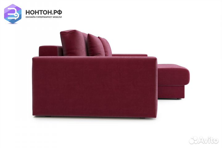 Диван угловой тик-так Монарх бордовый