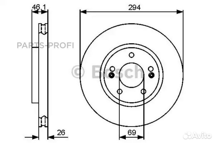 Bosch 0986479434 Тормозной диск передний (цена за 1 шт.)