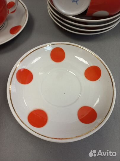 Чайные пары Красный горох Фарфор СССР