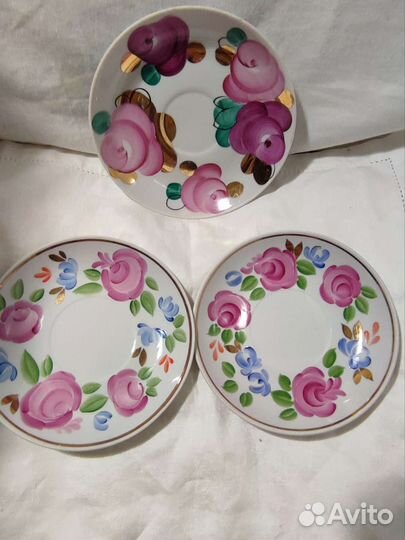 3 больших блюдца Агашки, Дулево, Вербилки