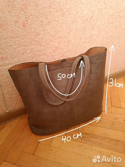 Сумка натуральная кожа серая