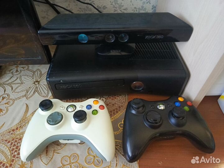 Xbox 360 slim + Kinect+гитара+барабаны