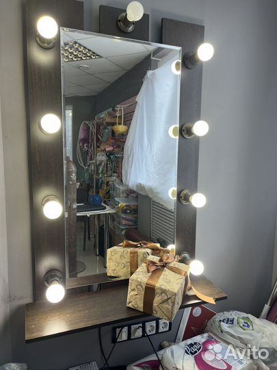 Гримерное зеркало с лампочками