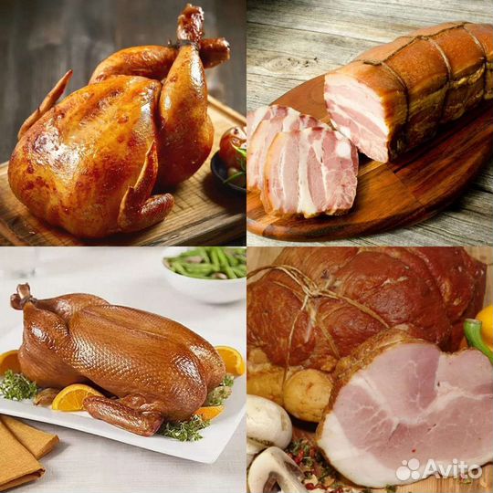 Копченое мясо, куры, утки