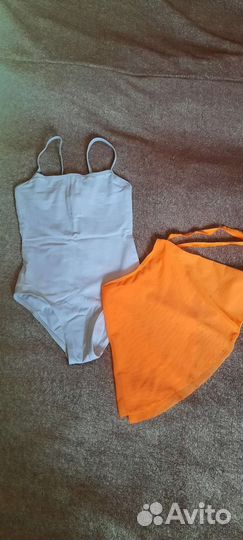 Купальник гимнастический белый и юбка бебиденс