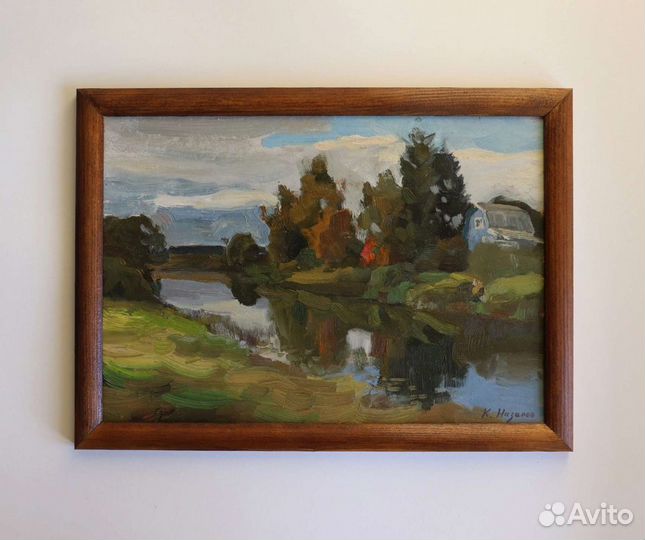 Картина маслом пейзаж осенняя река