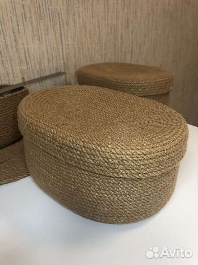 Корзина плетеная овальная из джута