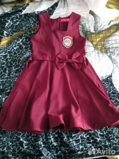 Школьный сарафан 134 бордовый