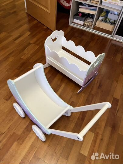 Коляска для кукол и кроватка набор