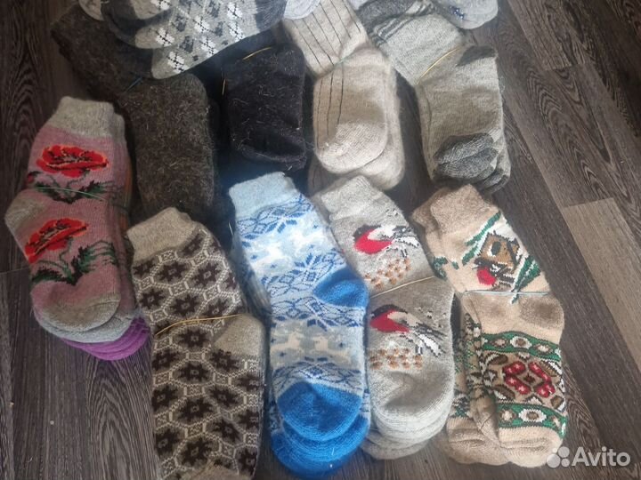 Носки женские, мужские шерстяные много машинные
