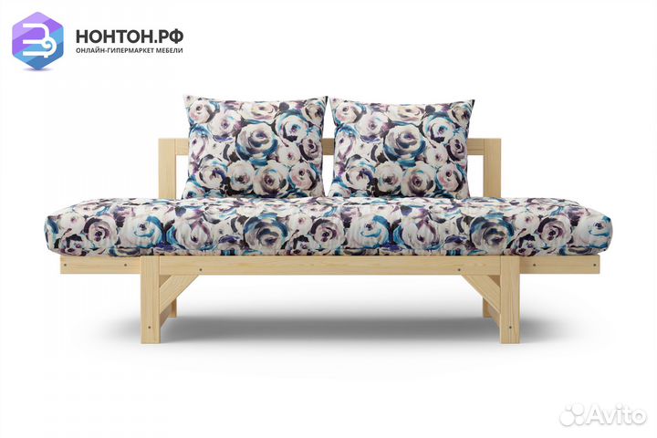 Диван кушетка Амбер голубой с узором