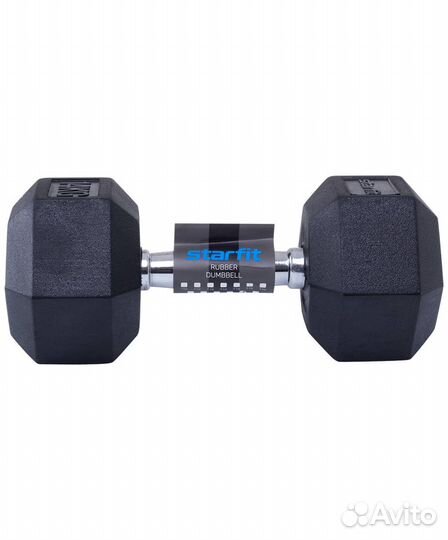 Гантель обрезиненная DB-301 14 кг, черная Starfit