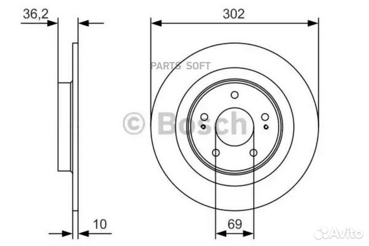 Bosch 0986479B04 0 986 479 B04 диск тормозной задн