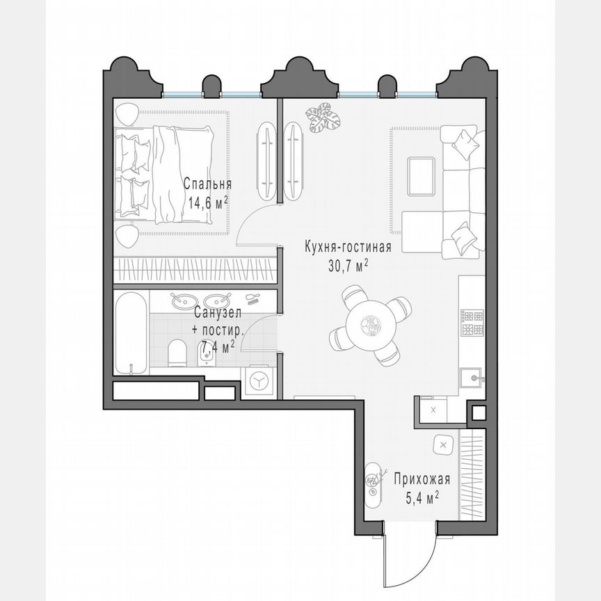 1-к. квартира, 58,2 м², 5/13 эт.