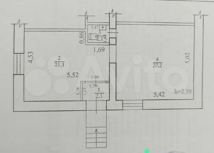 Свободного назначения, 52.5 м²