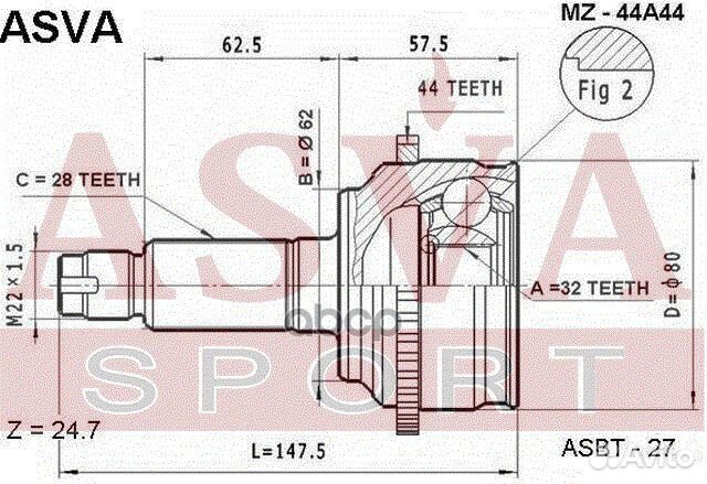 ШРУС MZ44A44 asva