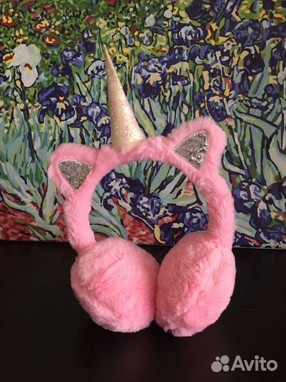 Мягкие зимние наушники с ушками