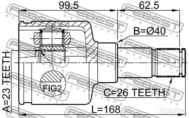 Шрус внутренний левый 23x40x26, febest, 2111cb420lh