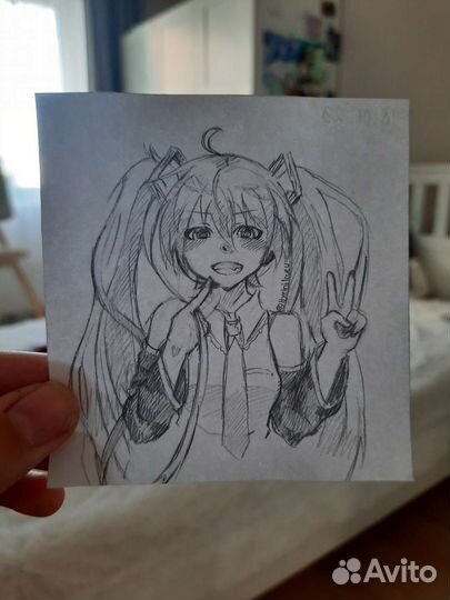 Рисунок карандашом (Скетч) Хатцунэ Мику