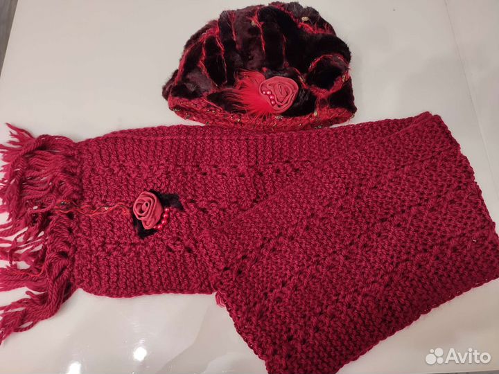 Шапка норковая вязаная женская