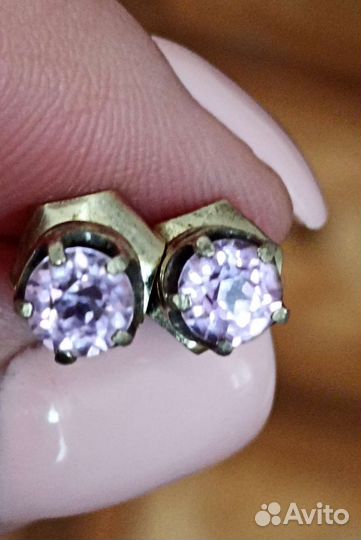 Серьги пуссеты СССР с александритами